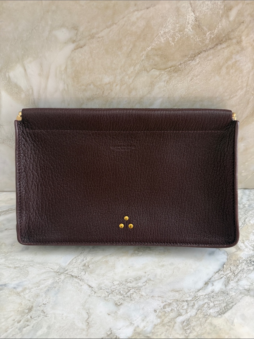 Jerome Dreyfuss Pebbled Leather Clutch - burgundy Gold Hardware